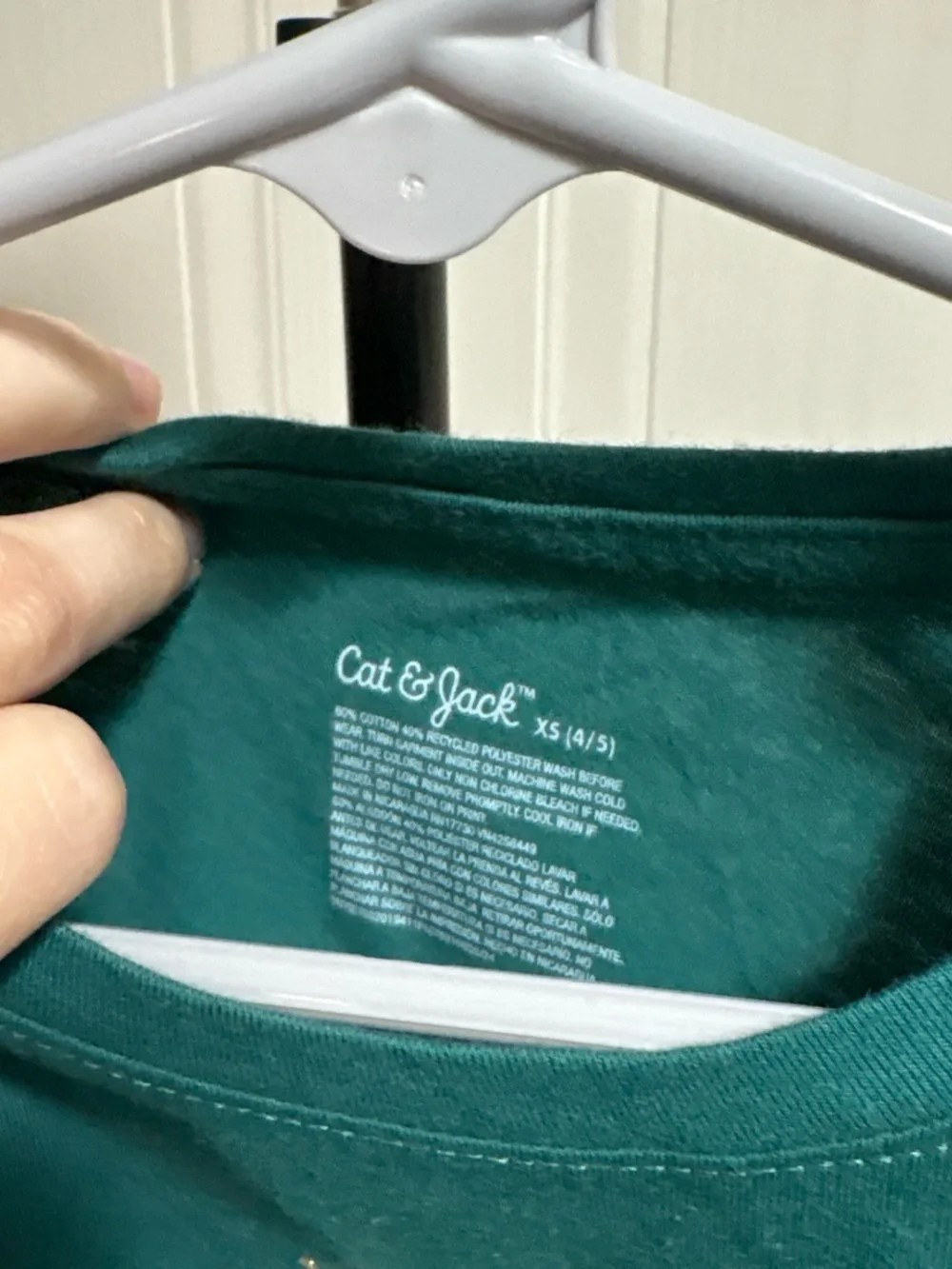 Cat & Jack Teal Green Long-Sleeve Tee with Playful Panda Tree Graphic